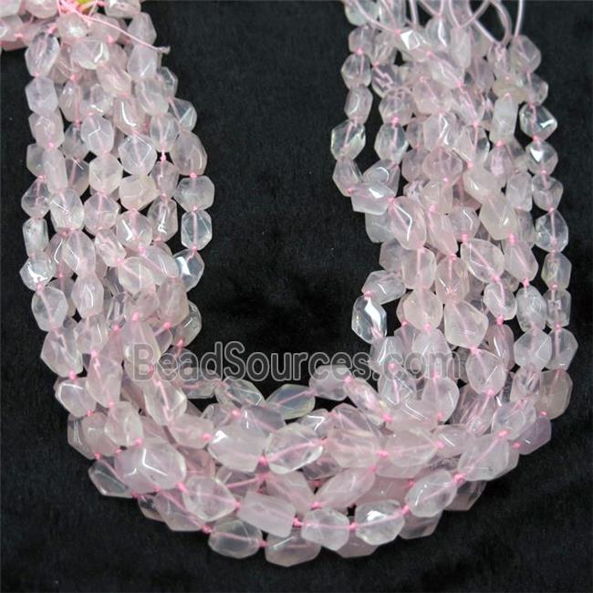 Rose Quartz chip bead, faceted freeform