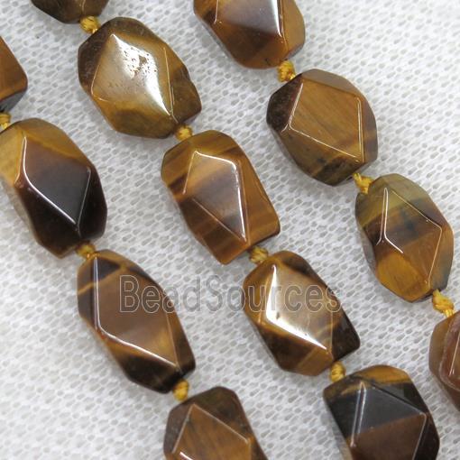 natural Tiger eye stone chip bead, faceted freeform