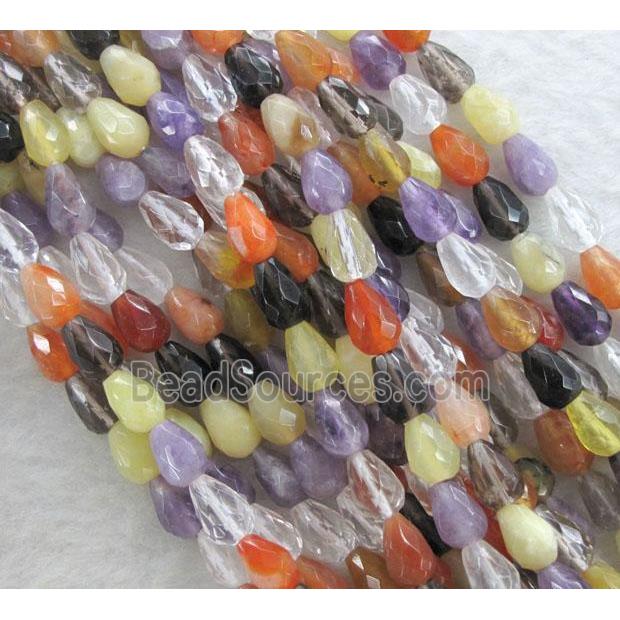 mixed gemstone beads, faceted teardrop