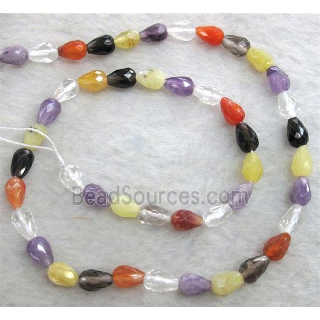 mixed gemstone beads, faceted teardrop