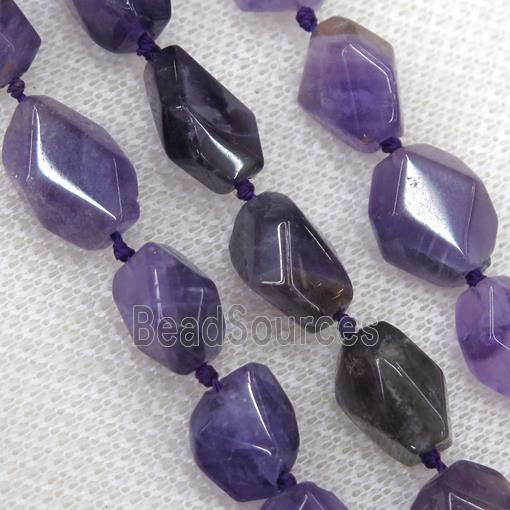 Amethyst chip bead, faceted freeform