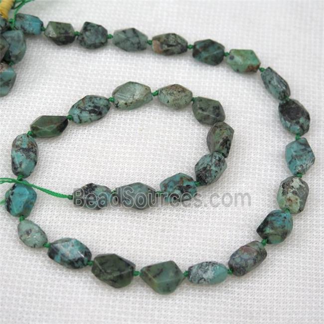 African Turquoise chip beads, green, faceted freeform