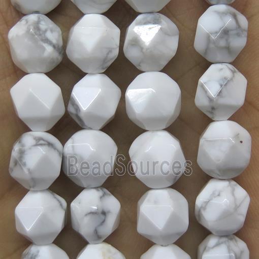 faceted round White Howlite Turquoise beads ball