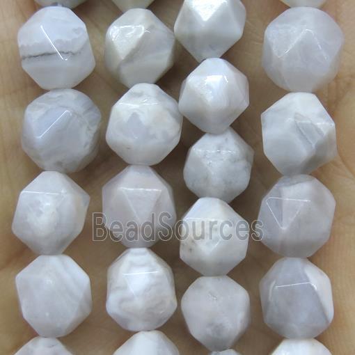 faceted round White Chinese Crazy Agate beads ball