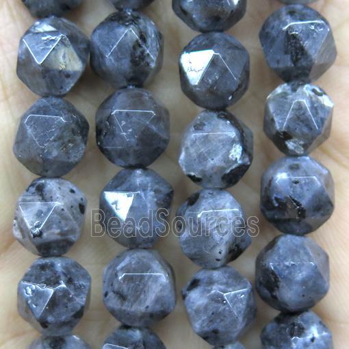 faceted round Black larvikite Labradorite ball beads