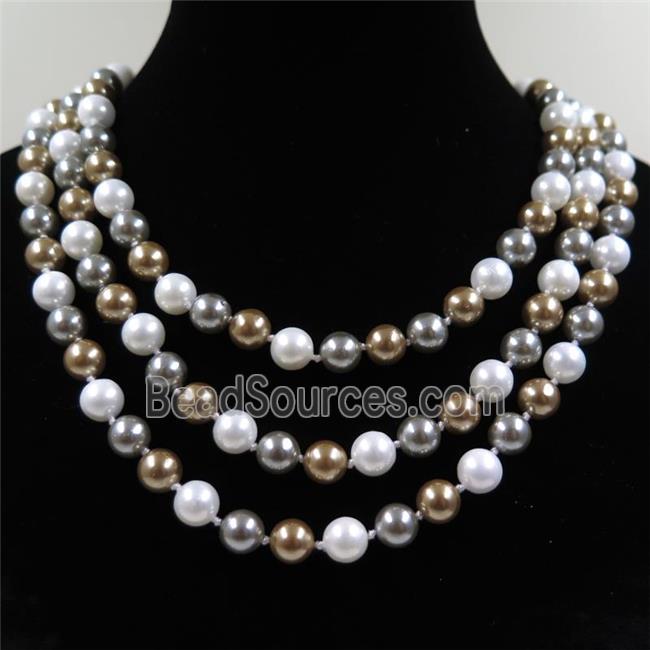 Pearlized Shell knoted necklace, round