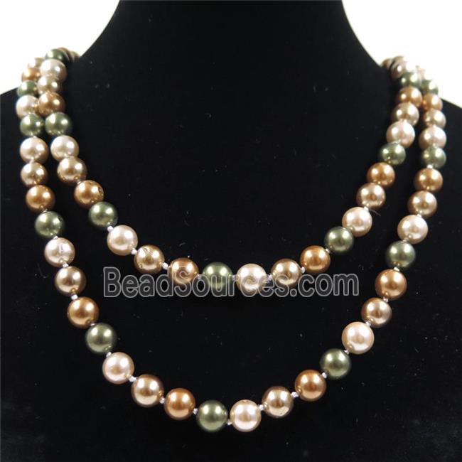 Pearlized Shell knoted necklace, round