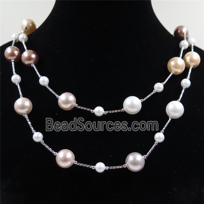 Pearlized Shell necklace, round