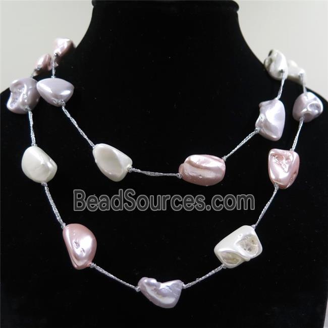 Pearlized Shell necklace, freeform