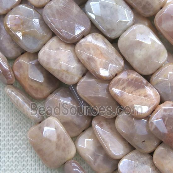 peach MoonStone beads, faceted rectangle, AB color plated