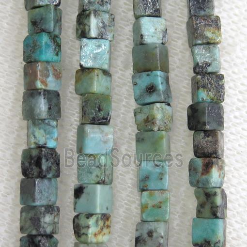 African Turquoise cube beads, green