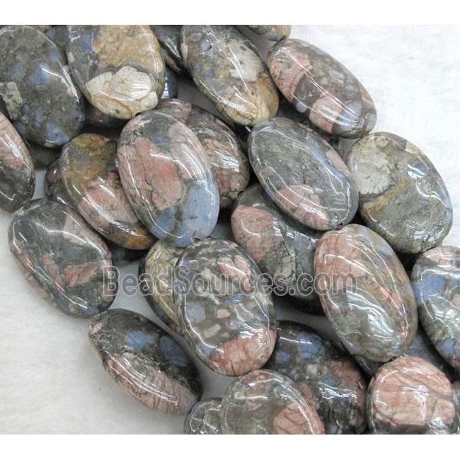 gray opal stone beads, flat oval