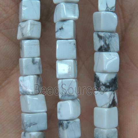 white howlite turquoise cube beads