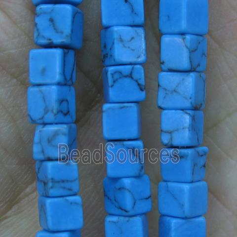 blue Turquoise cube beads, dye