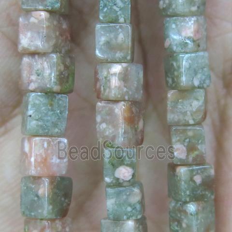 Chinese Unakite cube beads