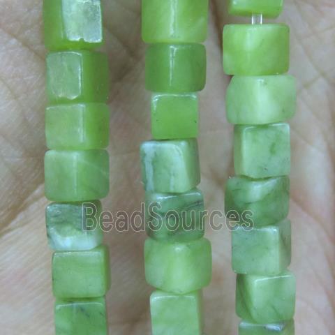 olive Taiwan Jade cube beads