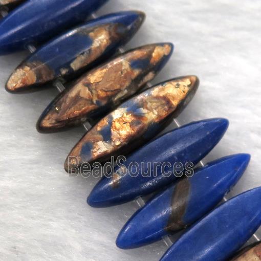 blue Imperial Jasper oval beads with broznite