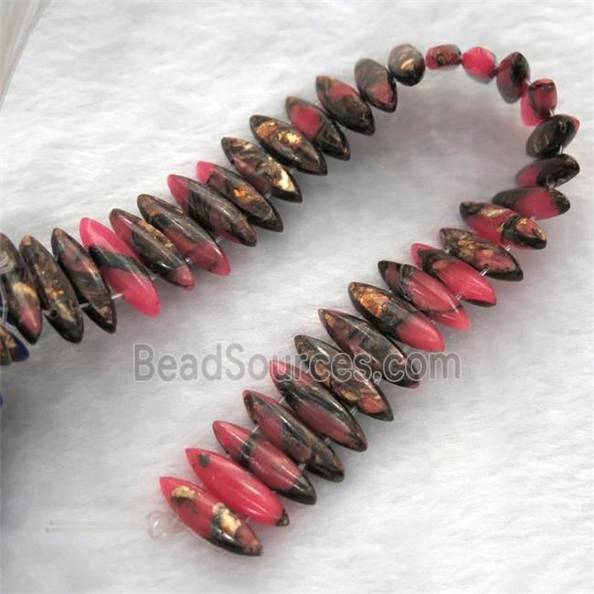 red Imperial Jasper oval beads with broznite