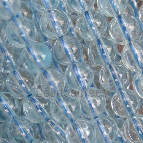 natural Topaz beads, round, lt.blue