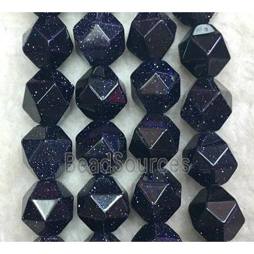 blue sandstone ball beads, starcut, faceted round