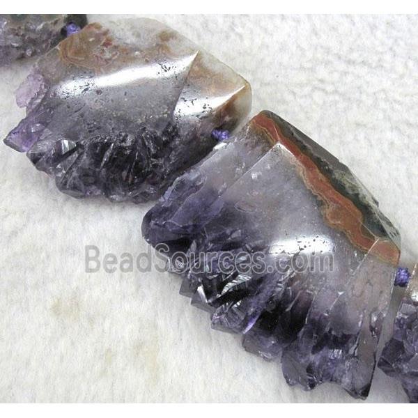 point cluster amethyst collar beads, freeform, purple