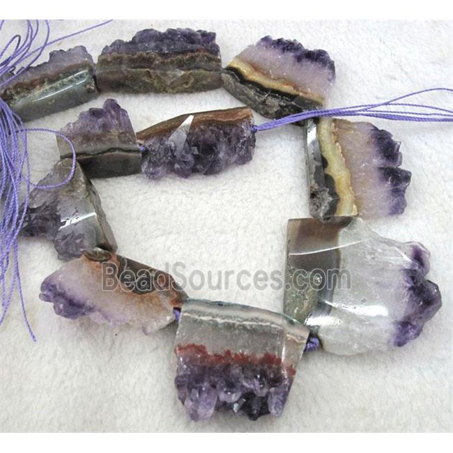 point cluster amethyst collar beads, freeform, purple