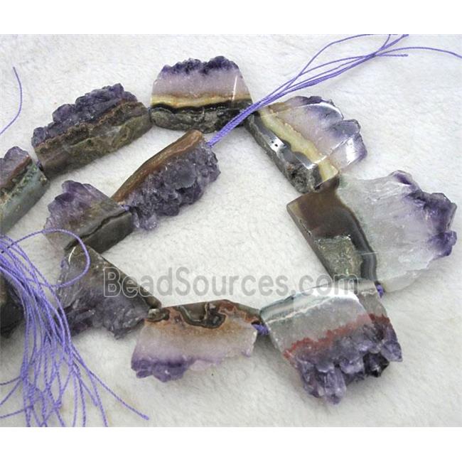 point cluster amethyst collar beads, freeform, purple