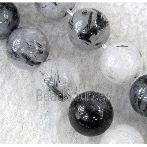 round Black Rutilated Quartz beads