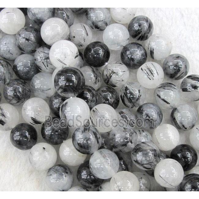 round Black Rutilated Quartz beads