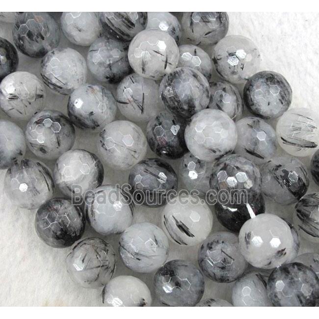 faceted-round Black Rutilated Quartz beads