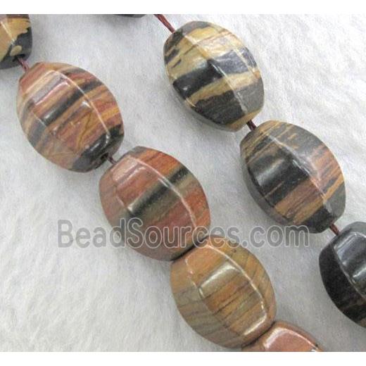 brown opal stone beads, faceted barrel