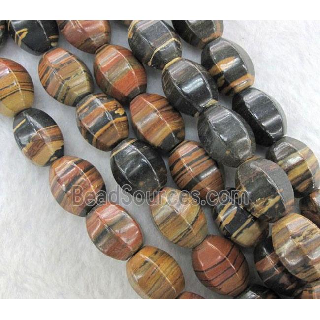 brown opal stone beads, faceted barrel