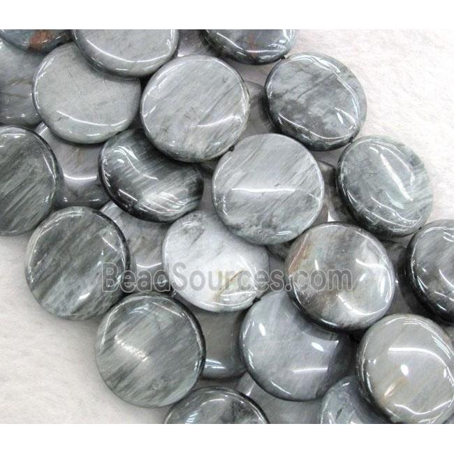 natural hawk Eye Stone beads, flat-round