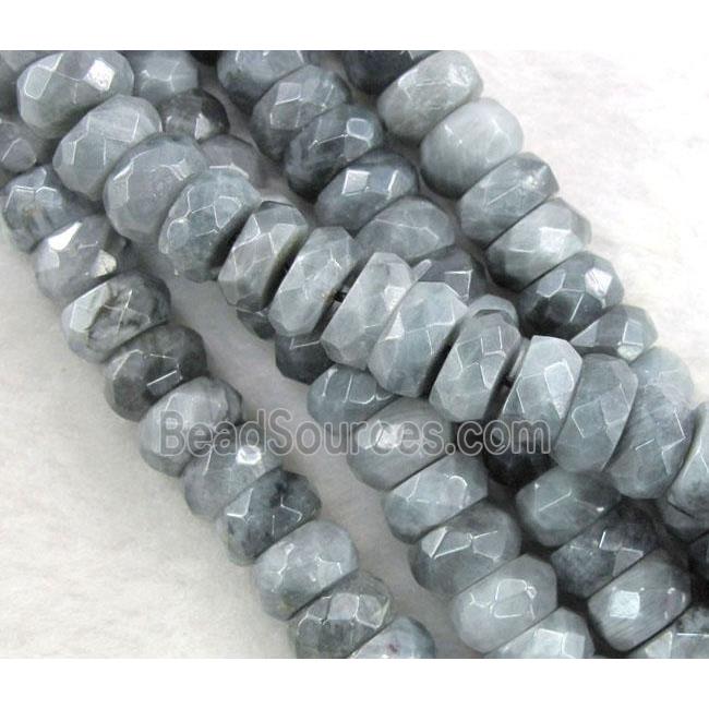 natural hawk Eye Stone beads, faceted rondelle