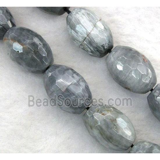 natural hawk Eye Stone beads, faceted barrel