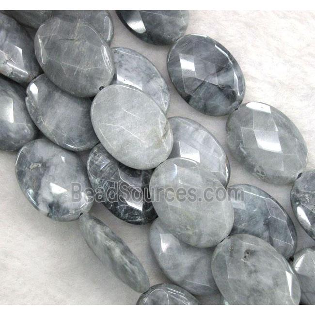 natural hawk Eye Stone beads, faceted oval