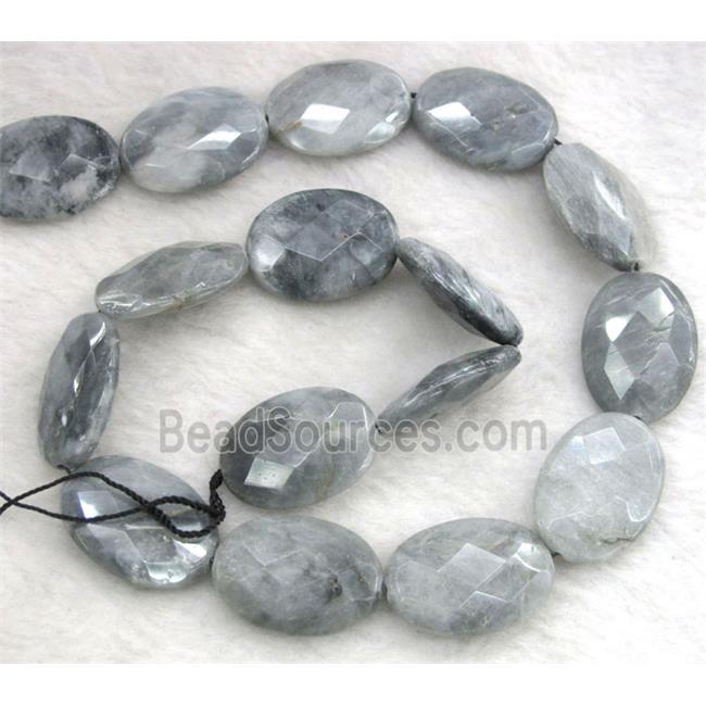 natural hawk Eye Stone beads, faceted oval