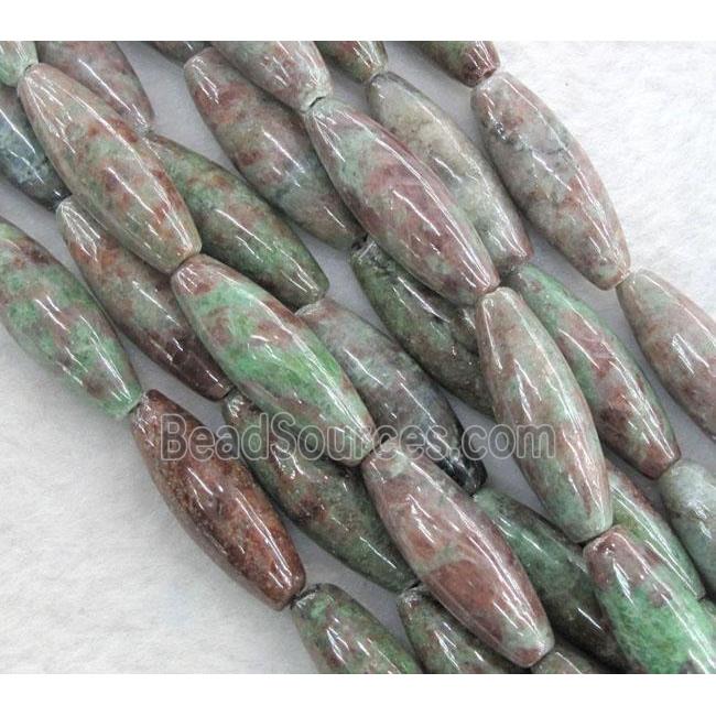 Red Green Garnet Beads, rice-shaped