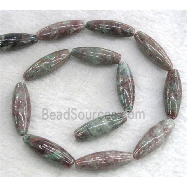 Red Green Garnet Beads, rice-shaped