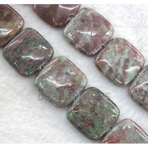 Red Green Garnet Beads, square