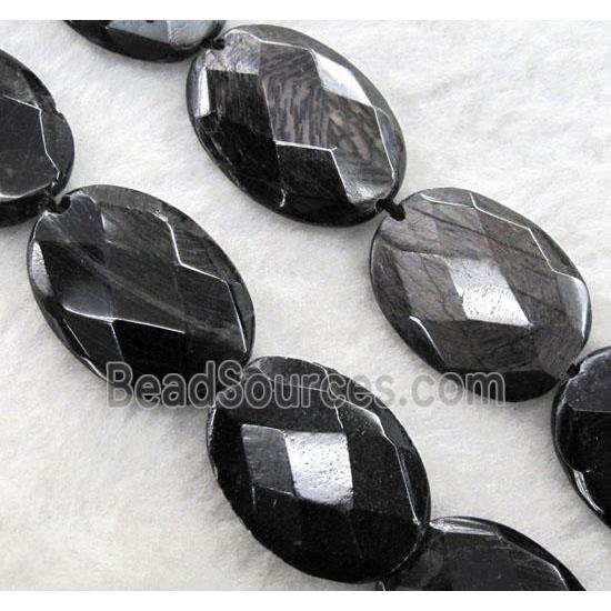 hypersthene beads, faceted oval