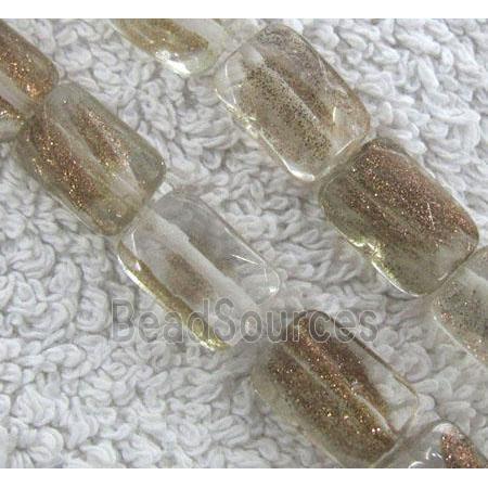 goldsand crystal quartz beads, faceted rectangle