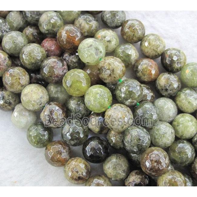 natural green Garnet Beads, faceted round, Grade-AA