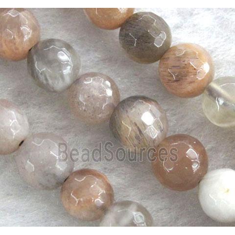 Sunstone beads, faceted round