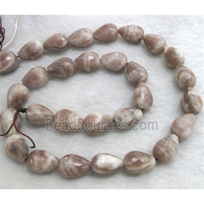 Sunstone beads, faceted teardrop