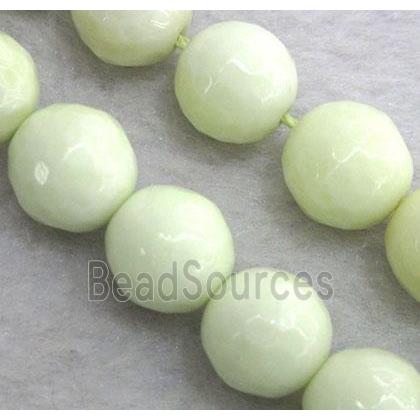 Lemon Chrysoprase Beads, faceted round, lt.green