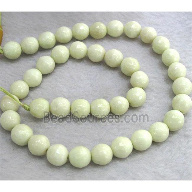 Lemon Chrysoprase Beads, faceted round, lt.green