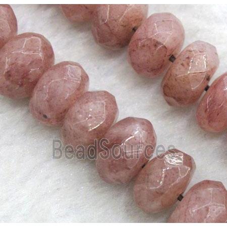 Strawberry Quartz beads, faceted rondelle