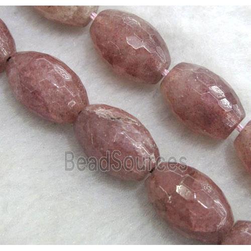 Strawberry Quartz beads, faceted barrel