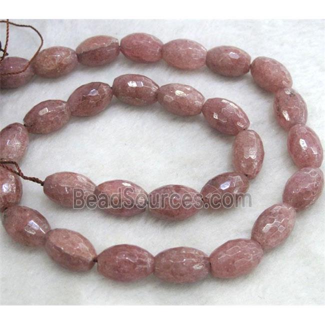 Strawberry Quartz beads, faceted barrel